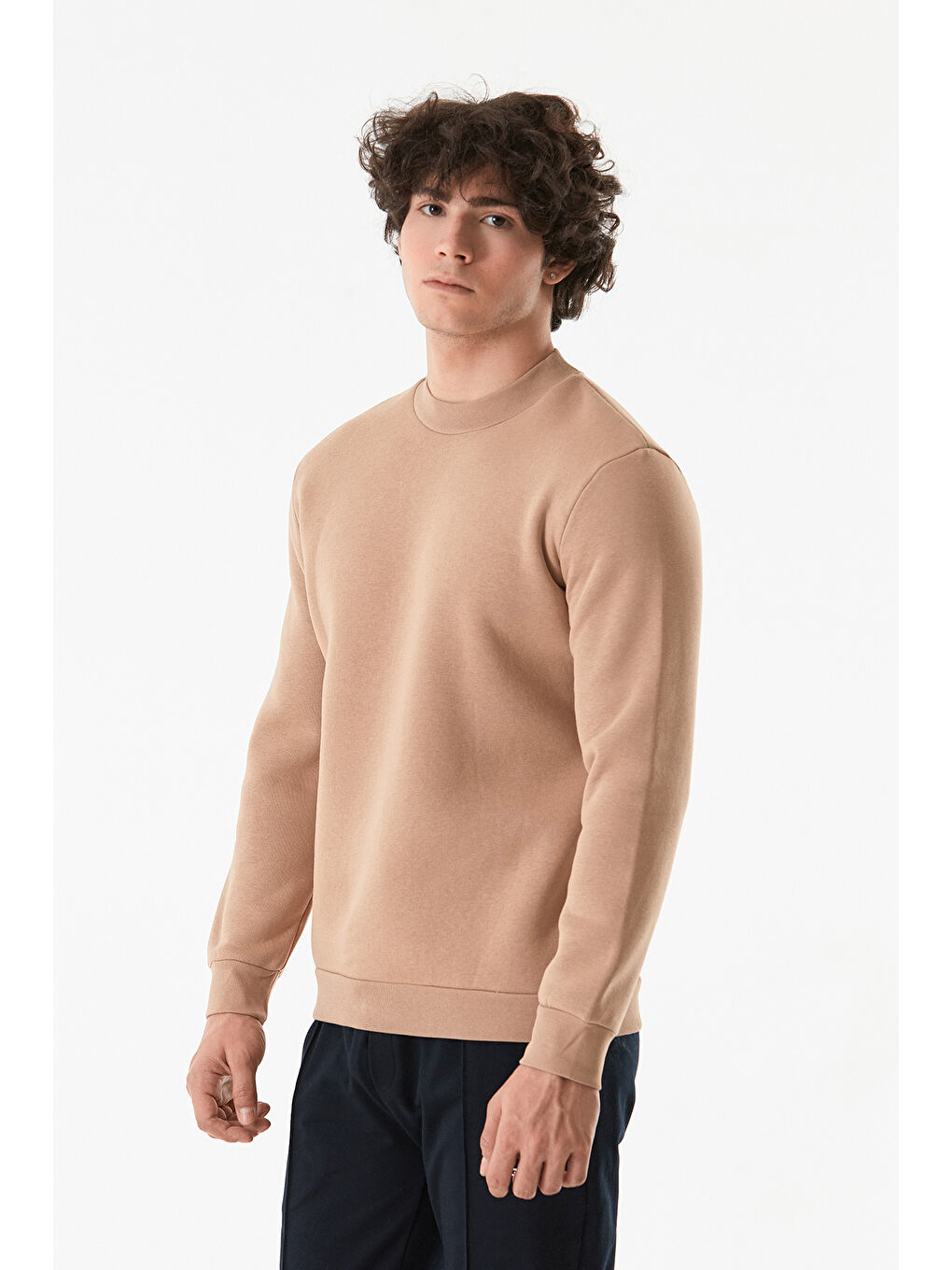 Fullamoda Camel-Bej Basic Bisiklet Yaka Sweatshirt - 2