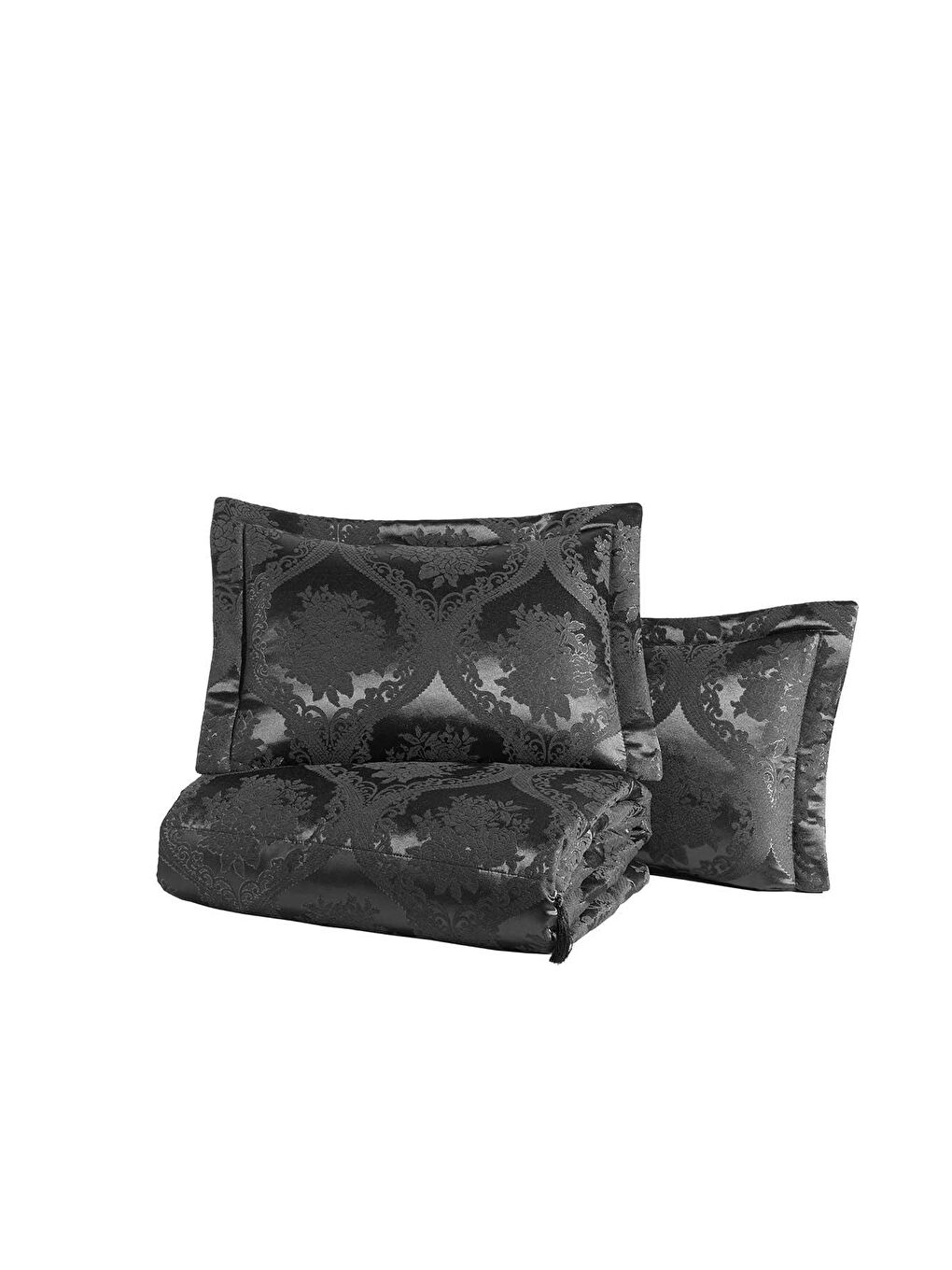 Yatak Örtüsü Takımı Çift Kişilik Elyaf Dolgulu Şönil Kumaş Bronze Antrasit-1