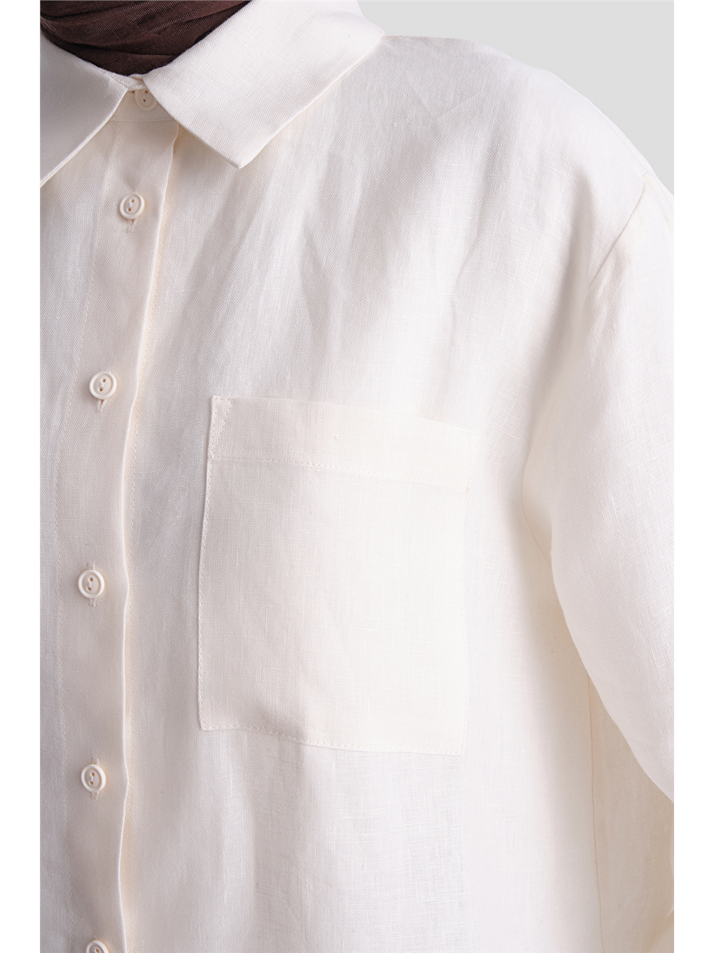 Keten Oversize Tunik Ekru-4