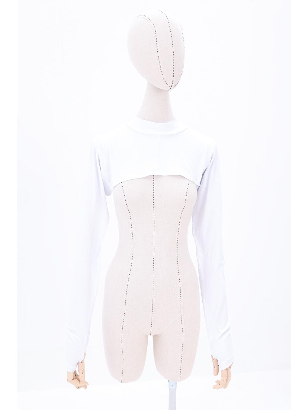 Beyaz Pamuklu Uzun Kollu Crop İçlik