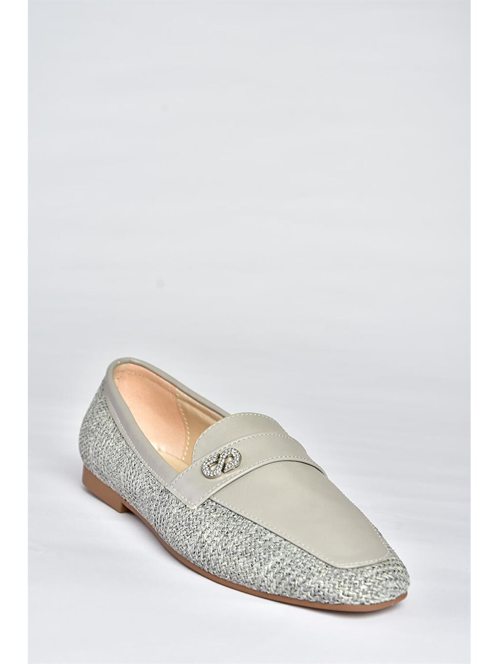 P820940209 Gri Düz Tabanlı Günlük Kadın Babet-5