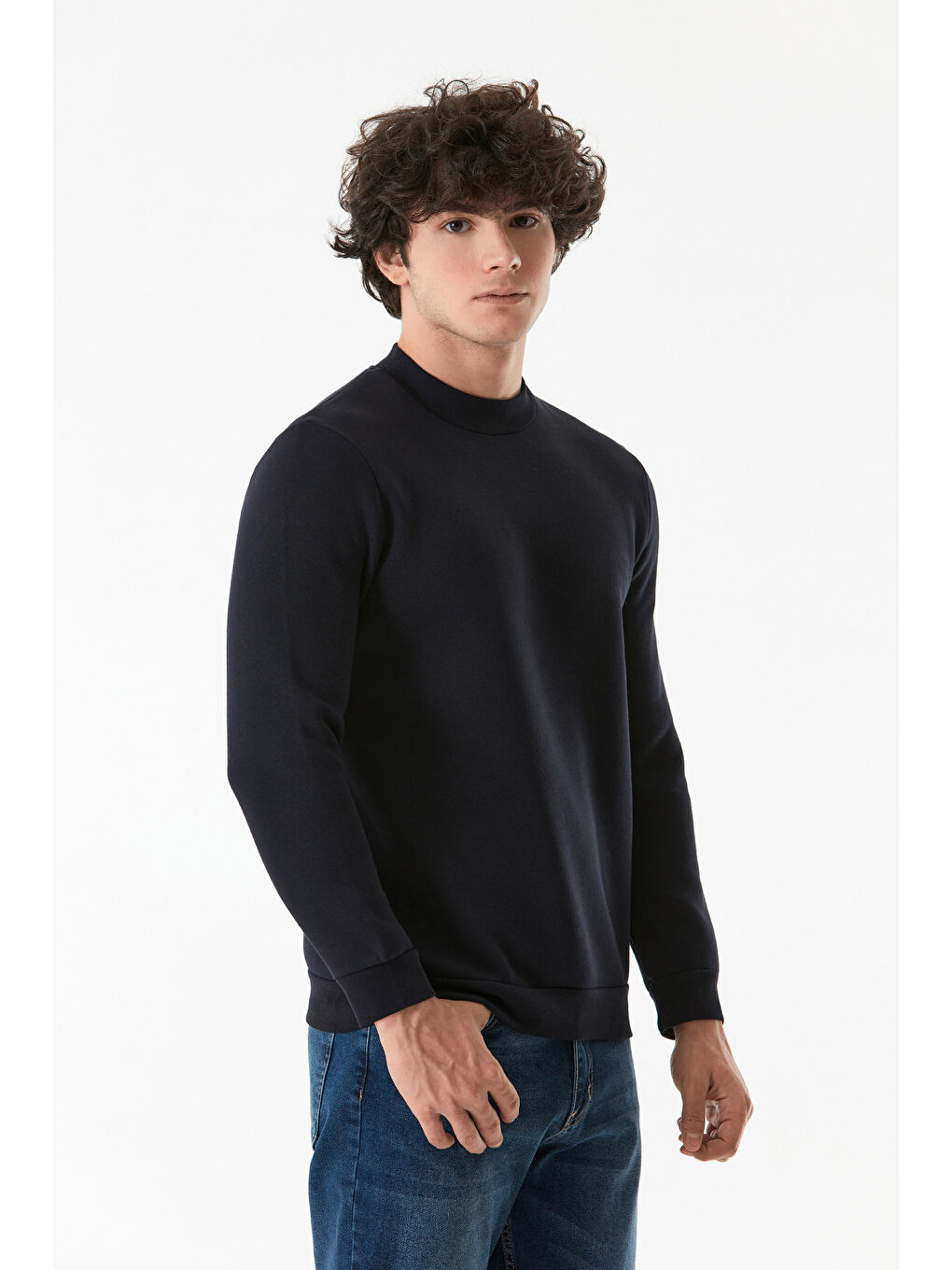 Fullamoda Lacivert Basic Bisiklet Yaka Sweatshirt - 3