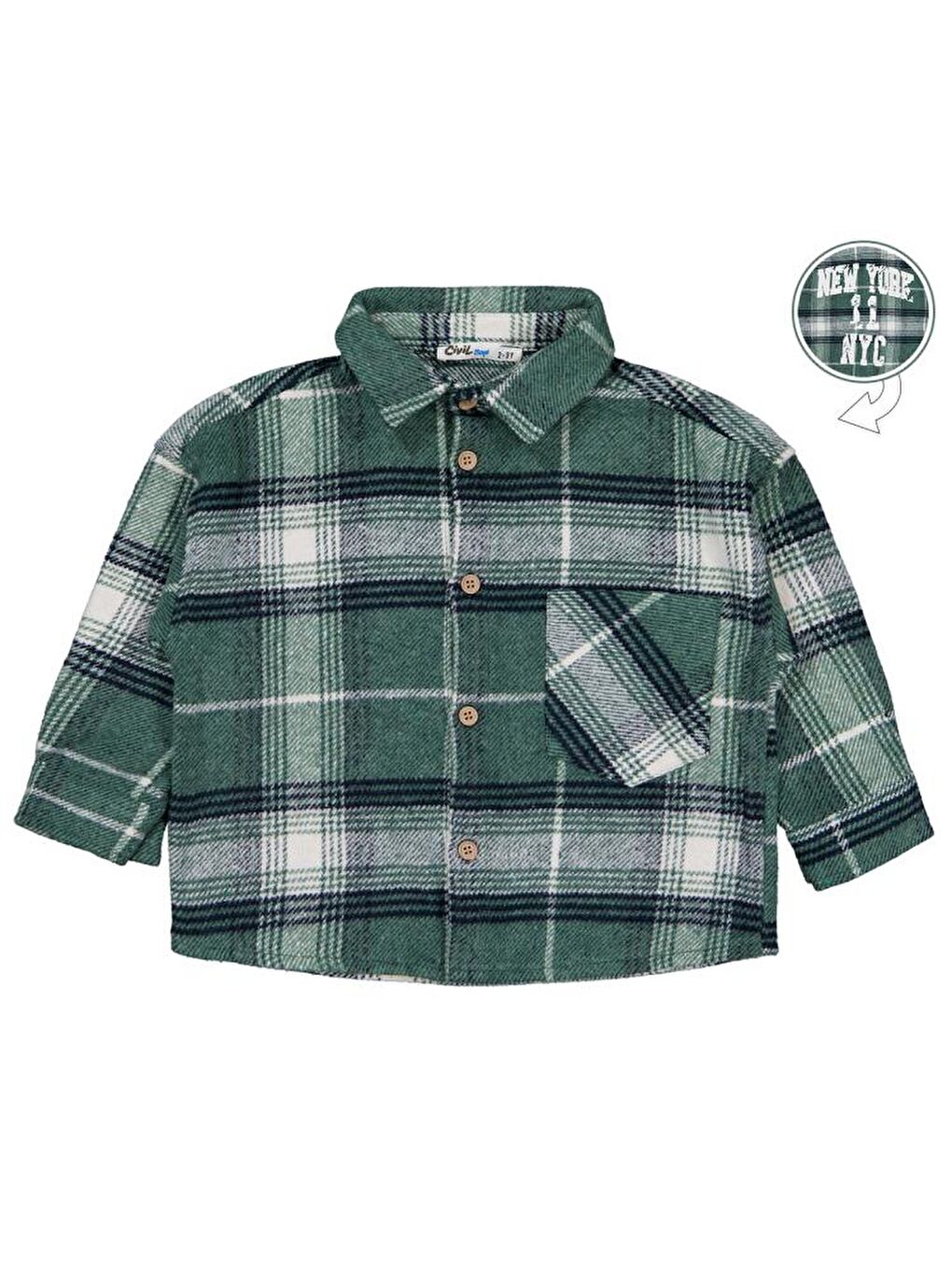 Boys New York Baskılı 2-5 Yaş Gömlek - Yeşil 4-5 Yaş
