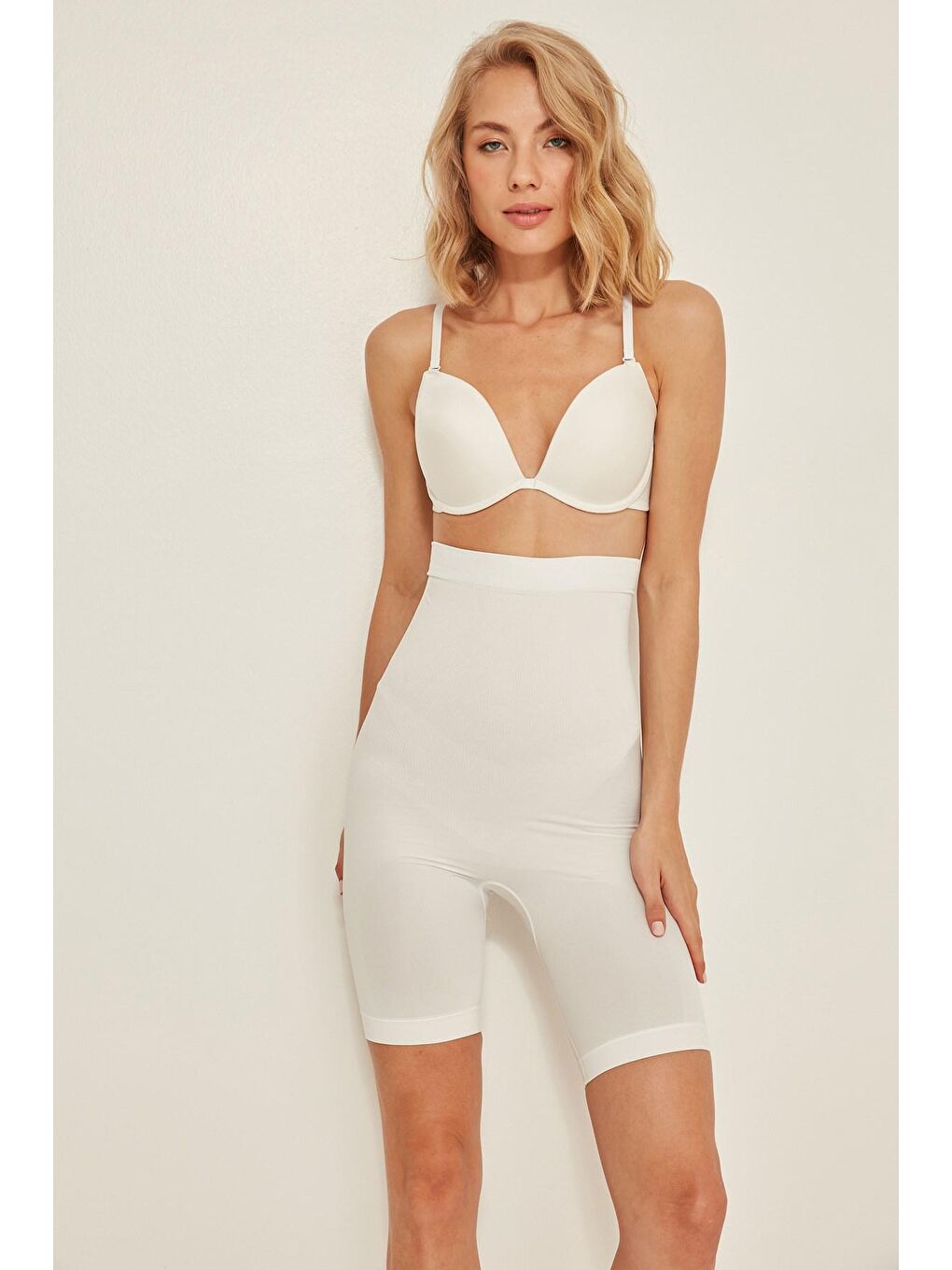 C12077 Yüksek Bel Boxer Korse Beyaz-1