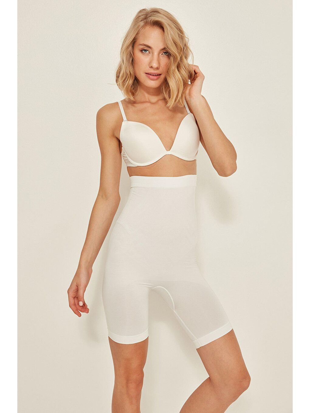 C12077 Yüksek Bel Boxer Korse Beyaz-2