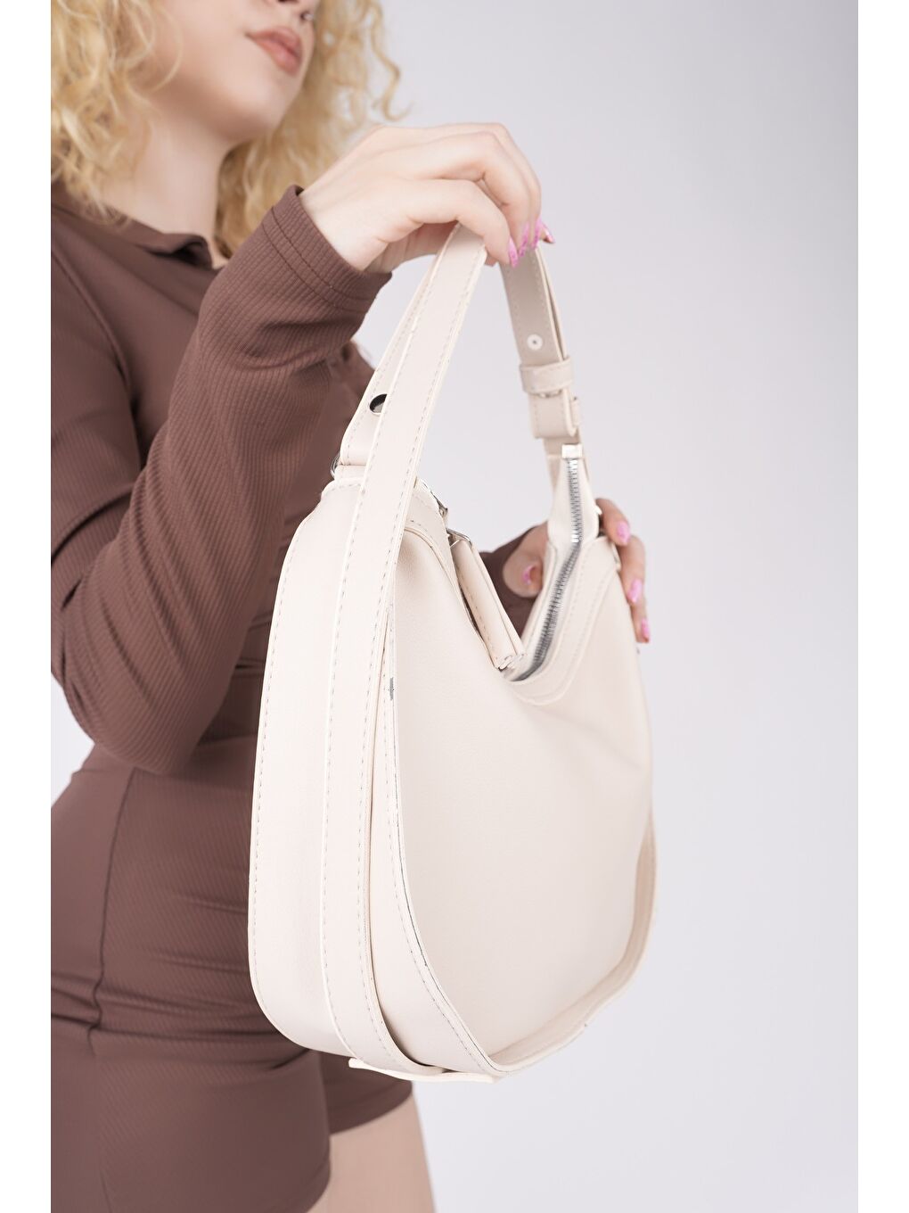 Bej PERA Kadın El ve Omuz Çantası-1