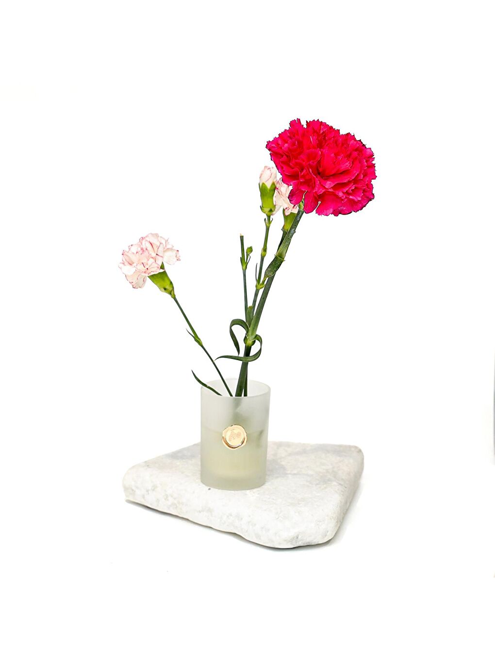 Beyaz Flora Design-Minimal Buzlu Cam Vazo