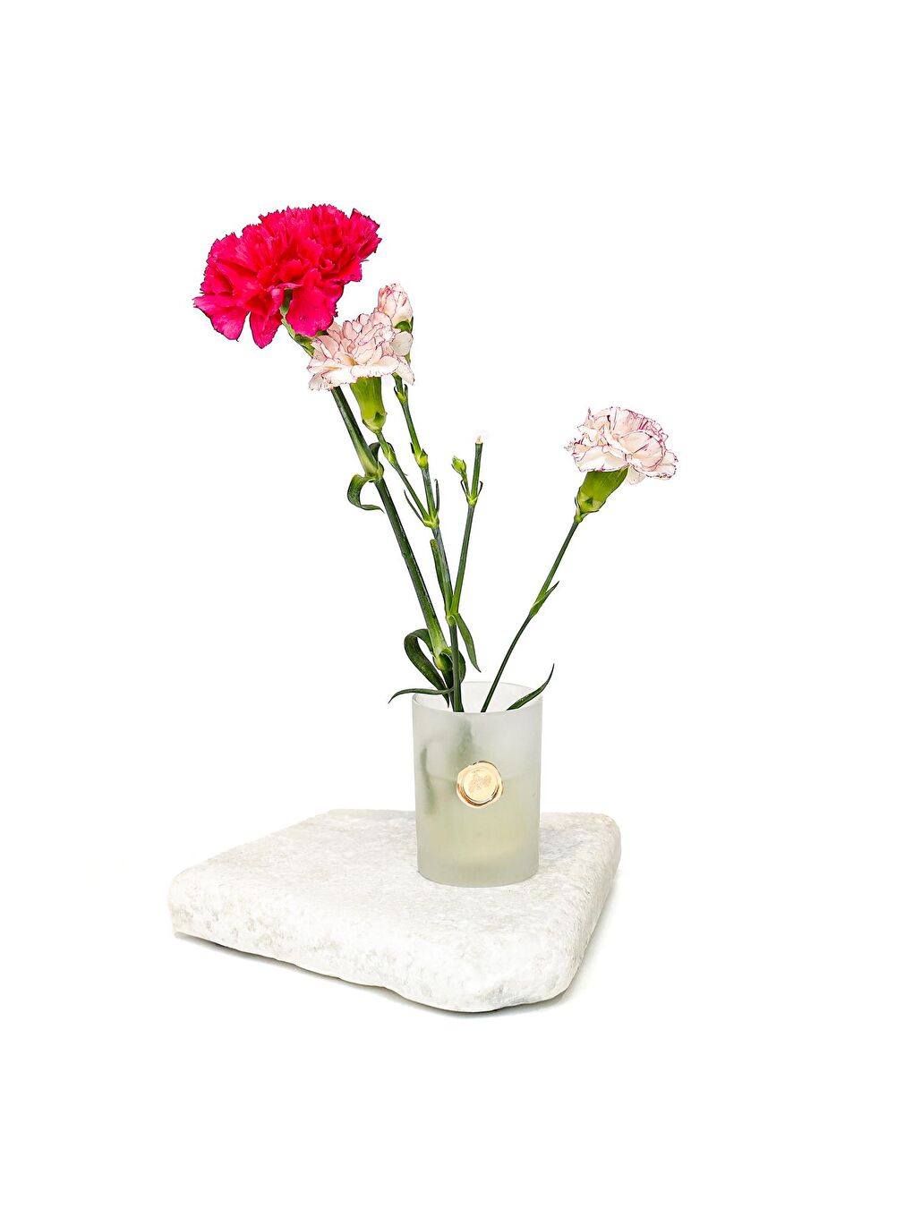 Beyaz Flora Design-Minimal Buzlu Cam Vazo-1