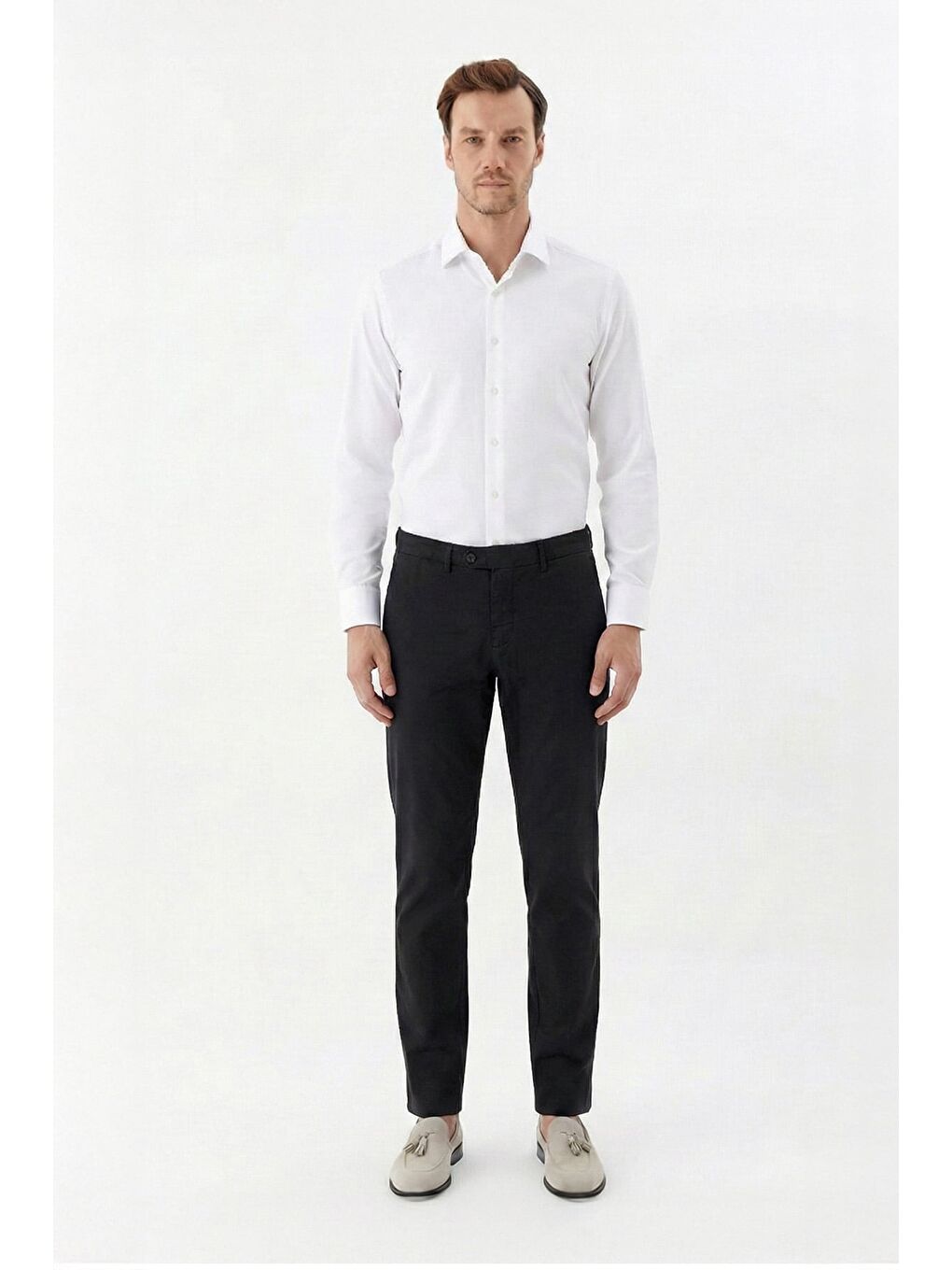 Giotelli Siyah Danwick Dokuma Kumaş Normal Bel Standart Boy Erkek Pantolon-1