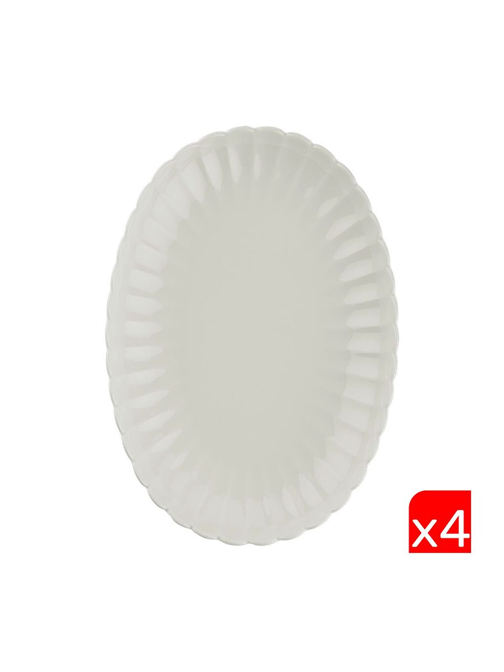 Karışık Bone Luz Krem Kayık Tabak 28x19cm 4 lü BNLZF28KY00