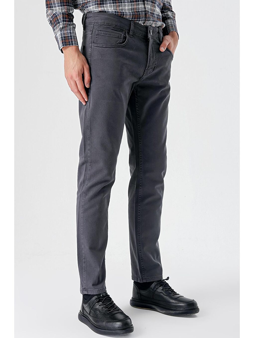Koyu Antrasit Pamuklu 5 Cep Casual Slim Fit 5 Cep Pantolon 1003235317
