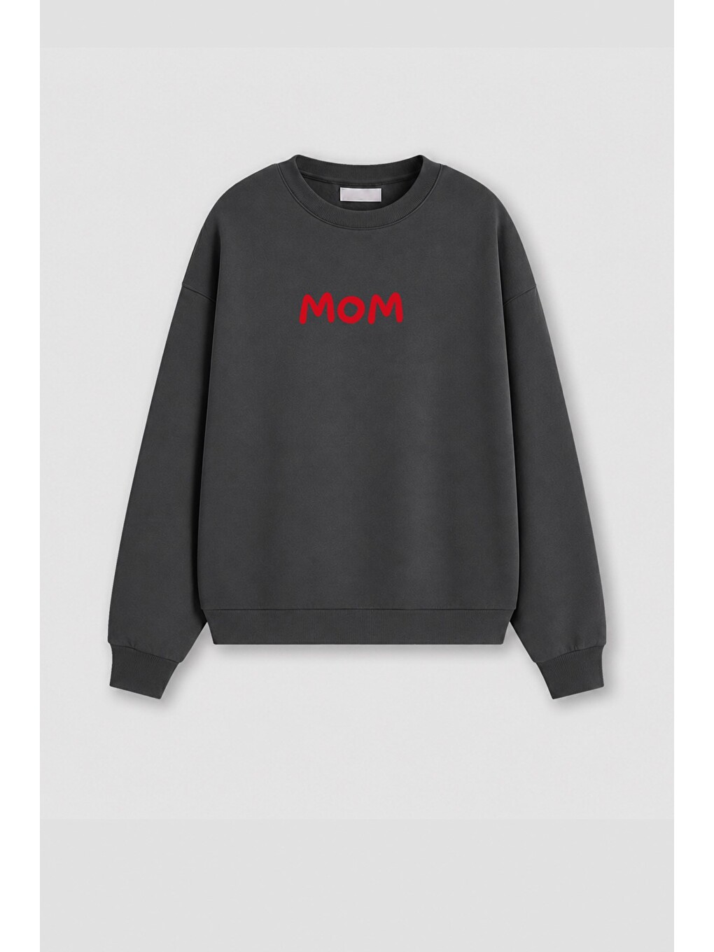 Antrasit Kadın Premium Kumaş 3 İplik Şardonlu Anne Baskılı Sweatshirt