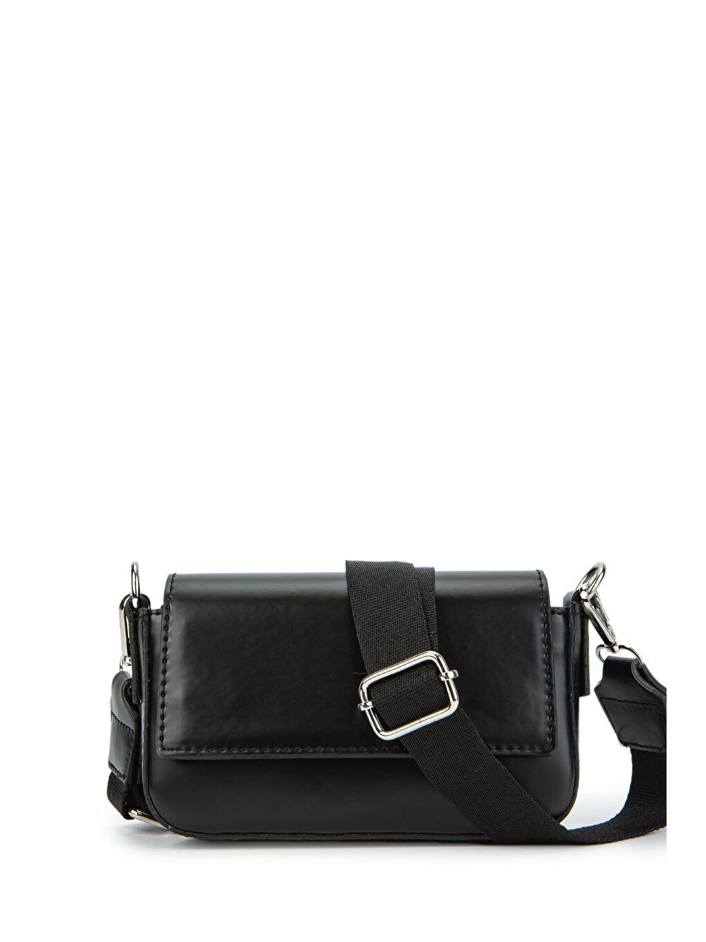 Suni Deri Mini Baget India Kadın Çapraz Çanta Siyah