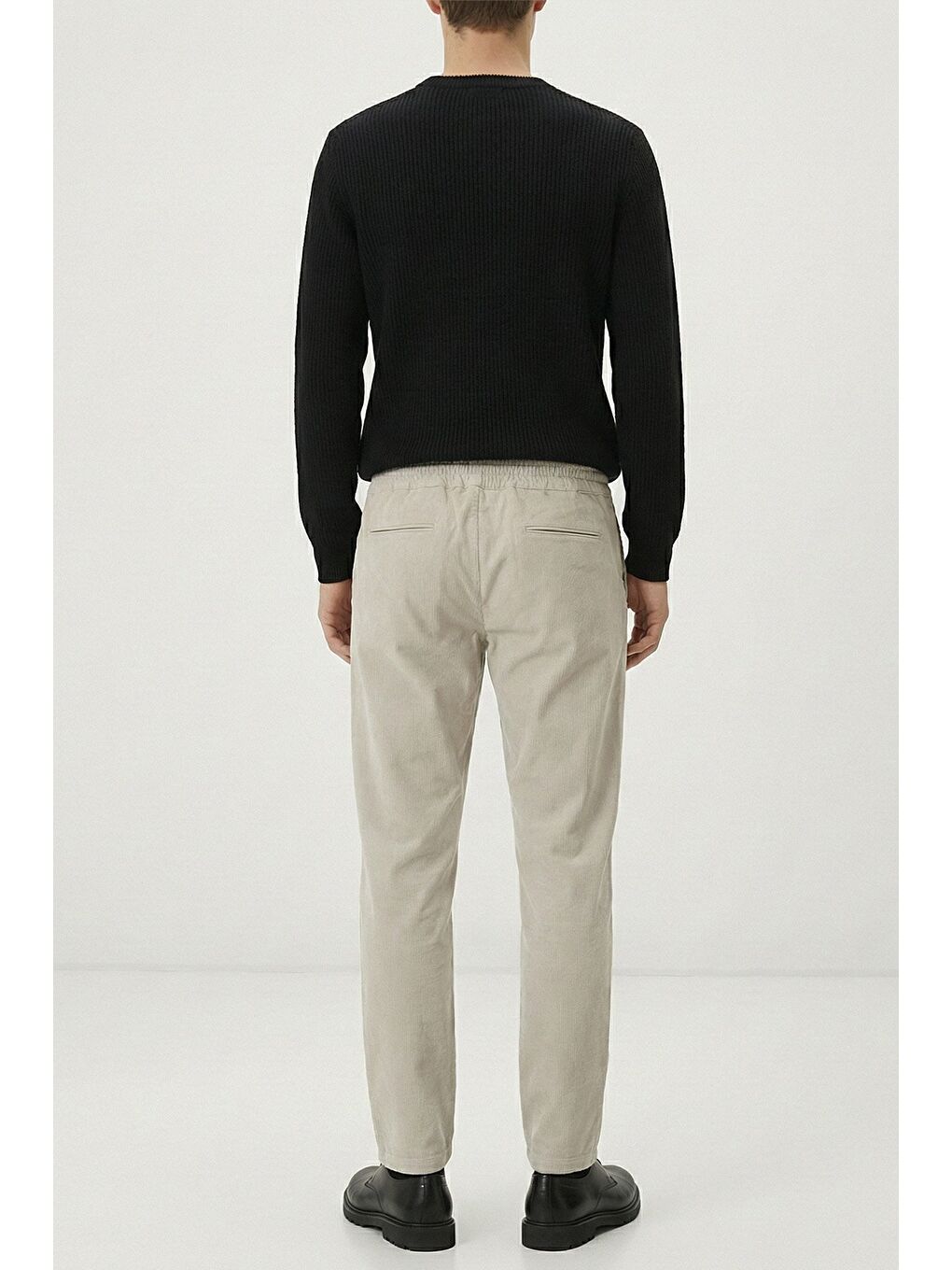 Beyaz Giotelli Kemik Dokuma Kumaş Normal Bel Standart Boy Erkek Pantolon-2