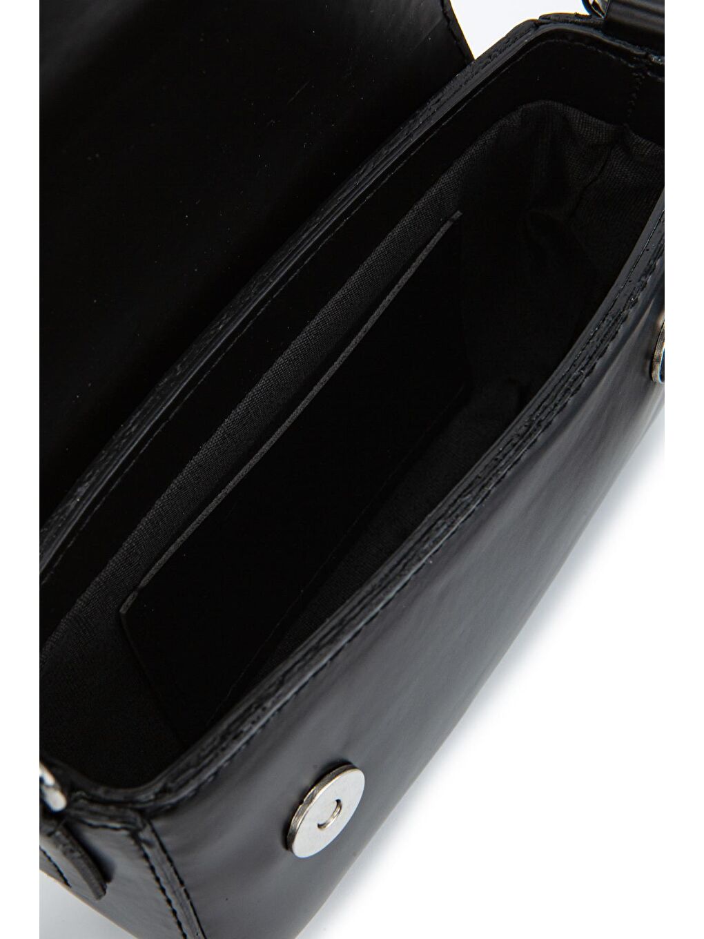 Suni Deri Mini Baget India Kadın Çapraz Çanta Siyah-3