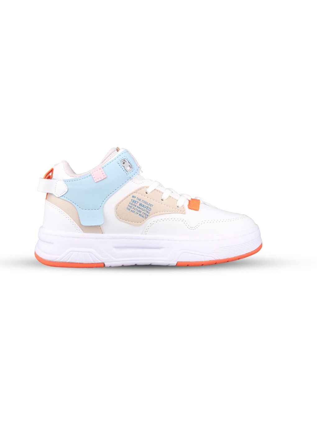 Kadın Sneaker - Beyaz-Mavi, Bilek Boy