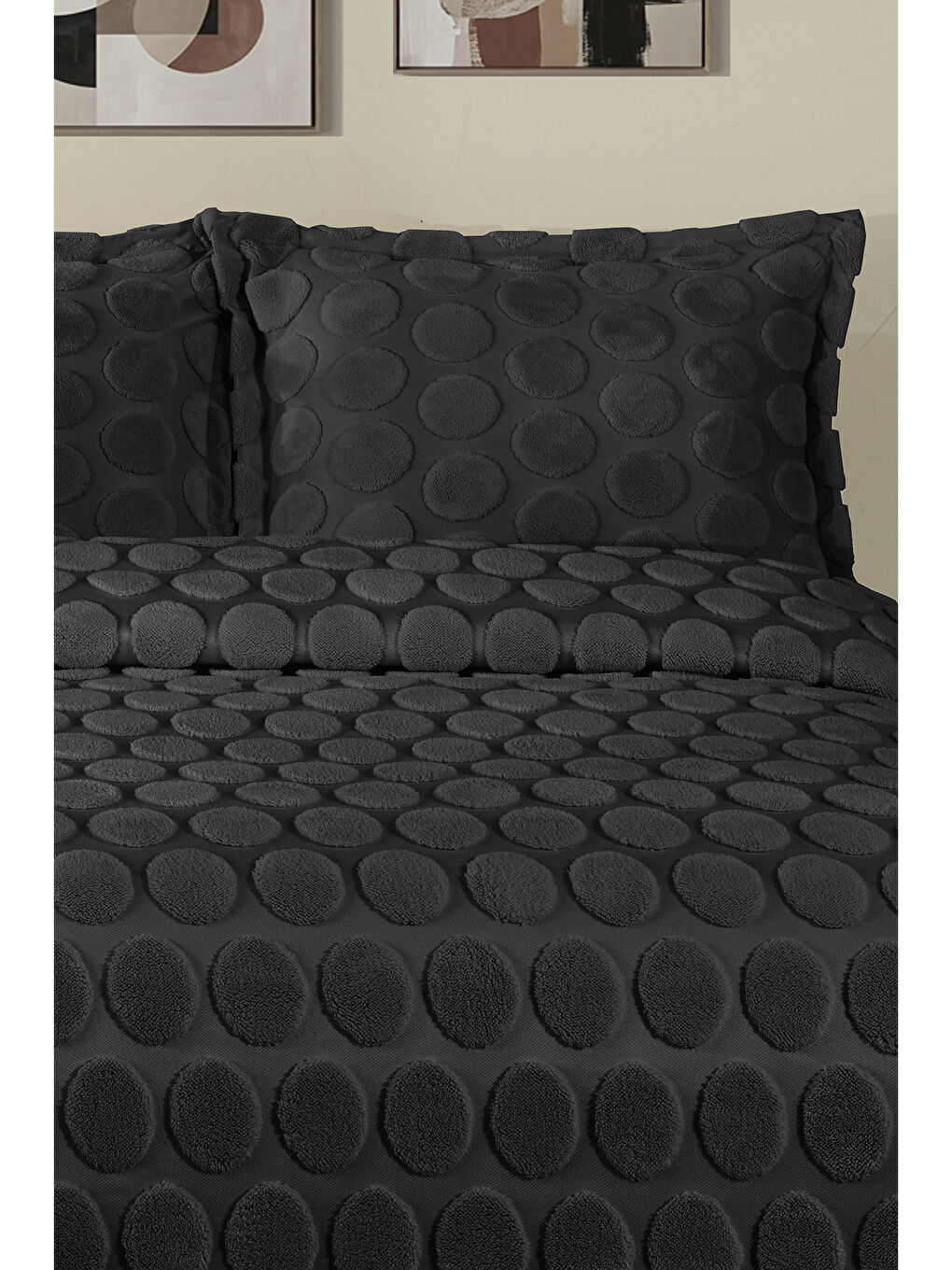Jakarlı Welsoft Çift Kişilik Yatak Örtüsü Seti 260x240 cm Perle V2 Antrasit-3