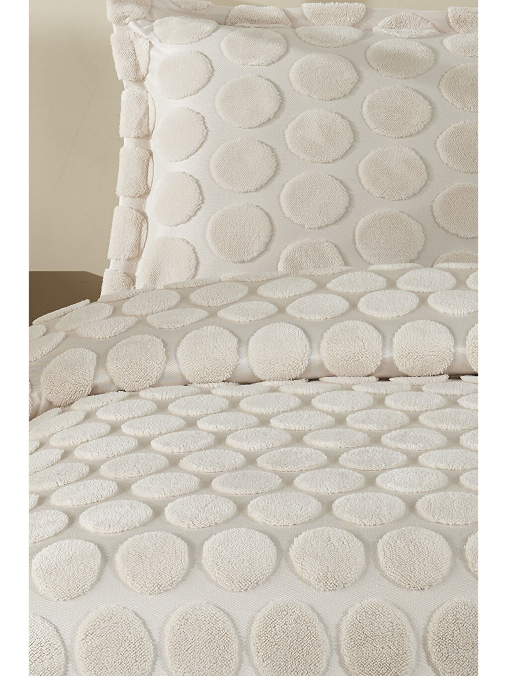 Jakarlı Welsoft Çift Kişilik Yatak Örtüsü Seti 260x240 cm Perle V1 Ekru-5