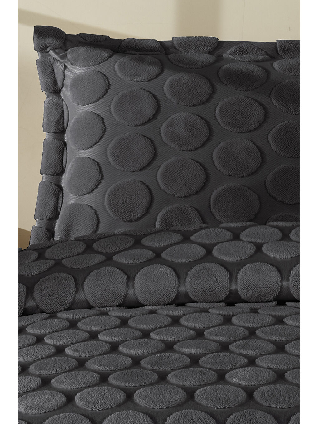 Jakarlı Welsoft Çift Kişilik Yatak Örtüsü Seti 260x240 cm Perle V2 Antrasit-4