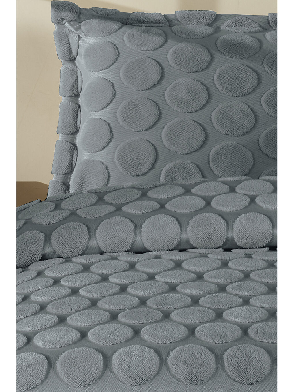 Jakarlı Welsoft Çift Kişilik Yatak Örtüsü Seti 260x240 cm Perle V5 Koyu Gri-4