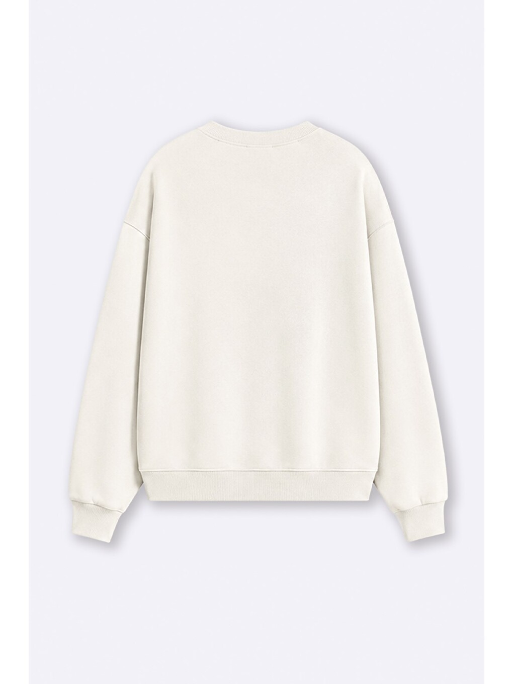 Ekru Kadın Premium Kumaş 3 İplik Şardonlu Noodle Baskılı Sweatshirt-3