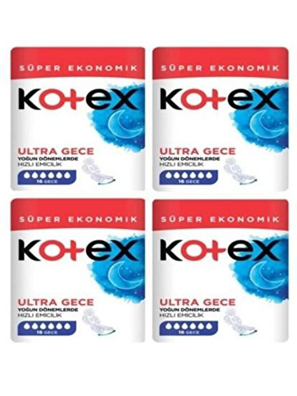 Kotex Renksiz Ultra Quadro Süper Eko Gece 16 lı x 4 Adet