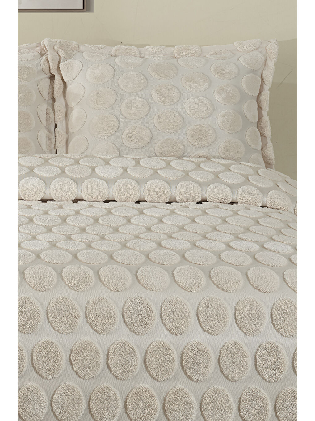 Jakarlı Welsoft Tek Kişilik Yatak Örtüsü Seti 180x240 cm Perle V1 Ekru-3