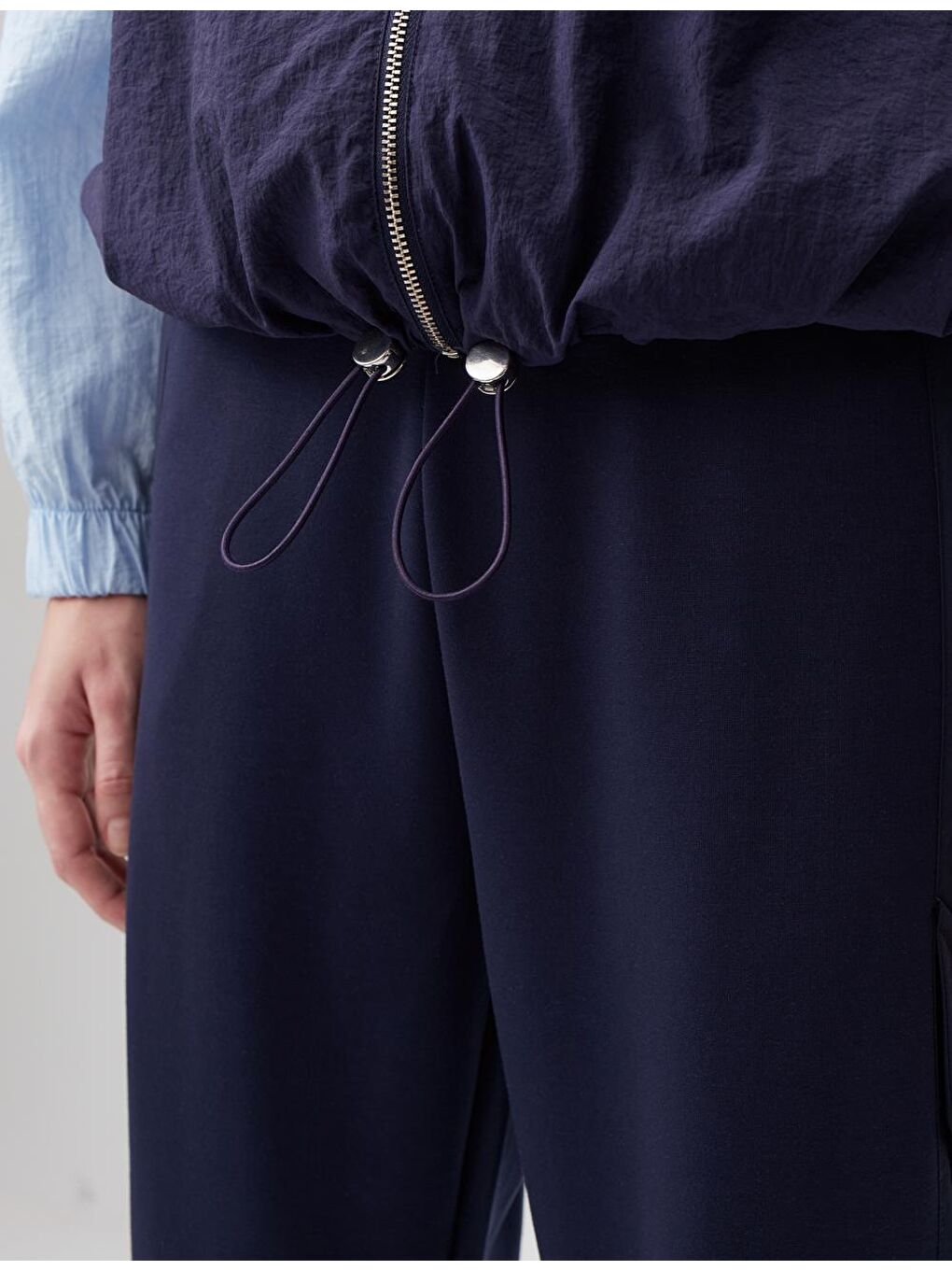 Lacivert Uzun Kollu Balıkçı Yaka Ceket-1