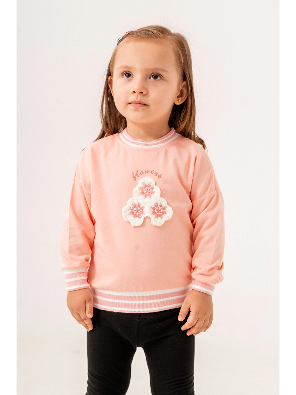 Myhanne Pudra Pembe Flowers Baskılı Sweat 11930 - 1