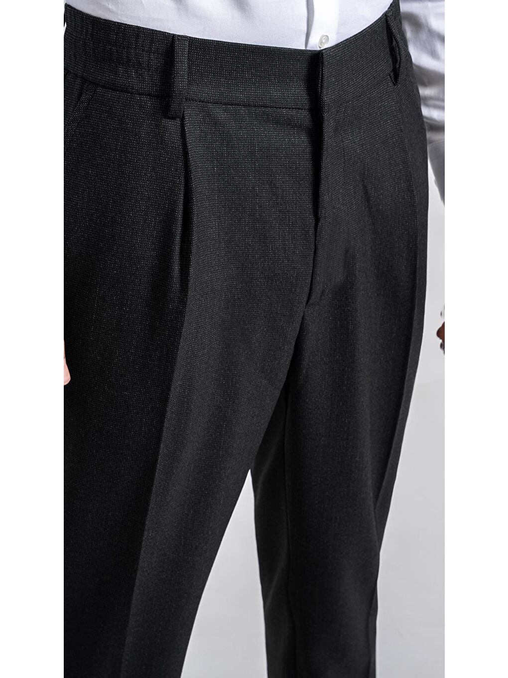 Giotelli Siyah Dokuma Kumaş Erkek Klasik Pantolon-1
