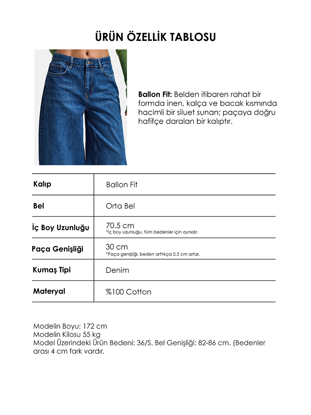 Kadın Mavi 2w6-5 Jogger Ballon Fit Kemer Detaylı Tasarım Denim Jean-5