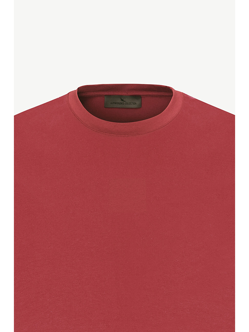 Erkek Bordo Standart Fit Normal Kesim Bisiklet Yaka Pamuklu Tişört-6