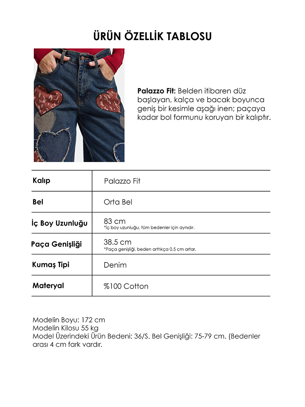 Yeşil Kadın Koyu Tint 1w6-8 Palazzo Fit Özel Nakış Desenli Tasarım Denim Jean-5