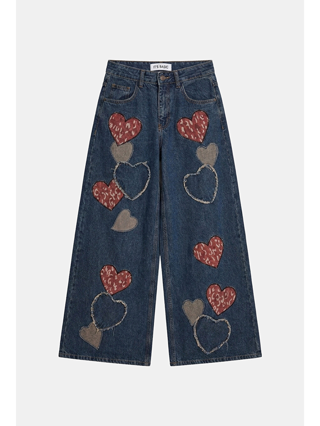 Yeşil Kadın Koyu Tint 1w6-8 Palazzo Fit Özel Nakış Desenli Tasarım Denim Jean-6