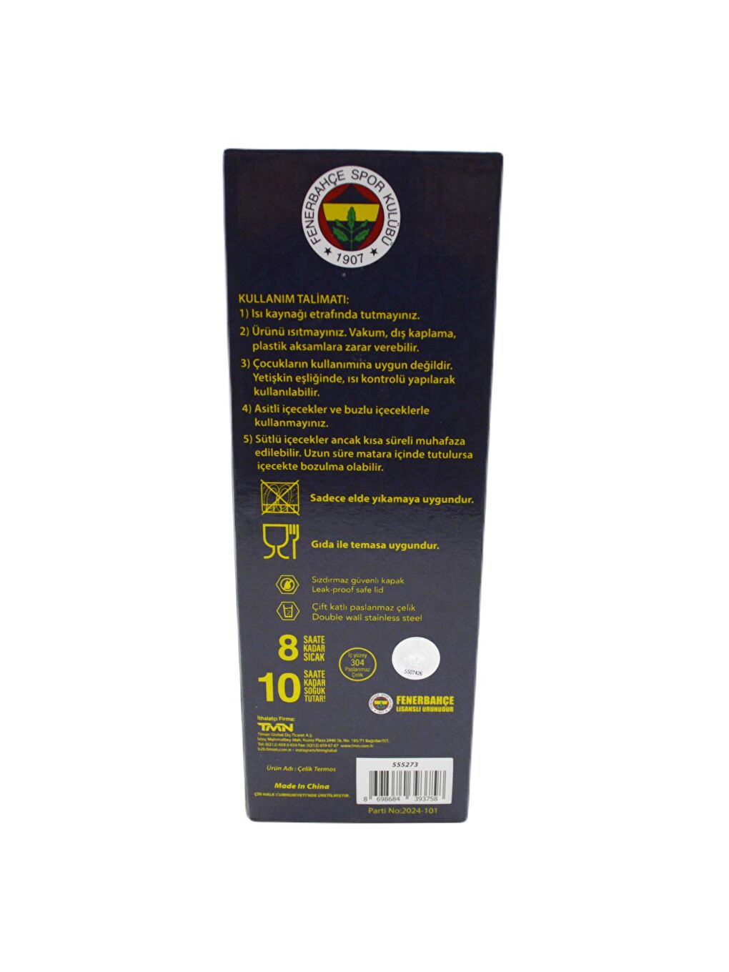 Lacivert Lisanslı Logo Baskılı Kilitli Çelik Termos Matara 400 Ml (555273)-5