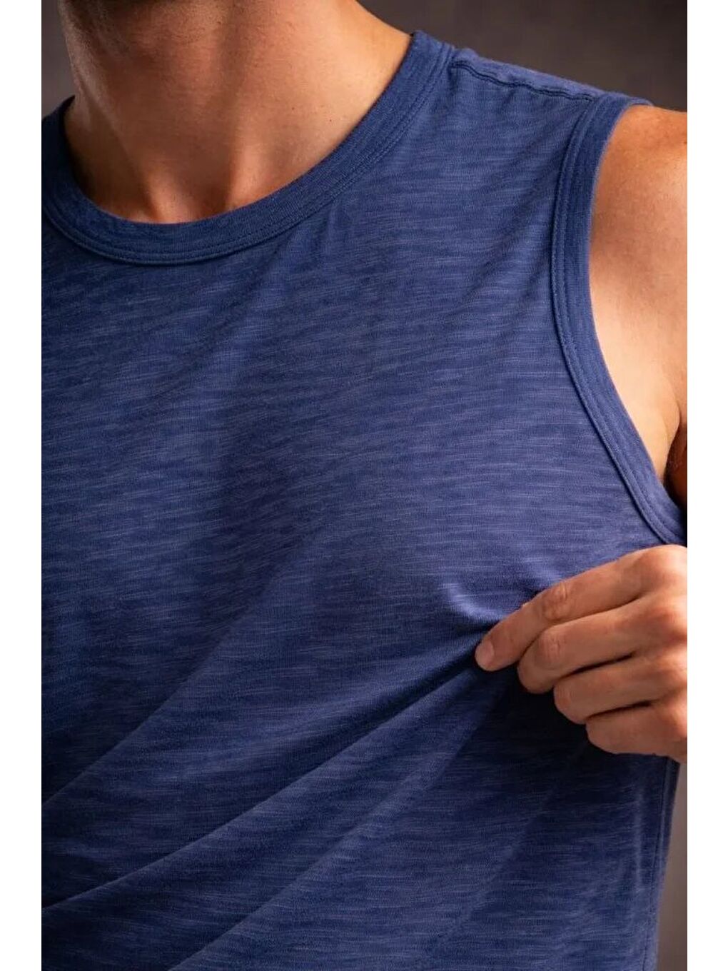 İndigo Erkek Flamlı Kumaş Sıfır Kolsuz Atlet-3