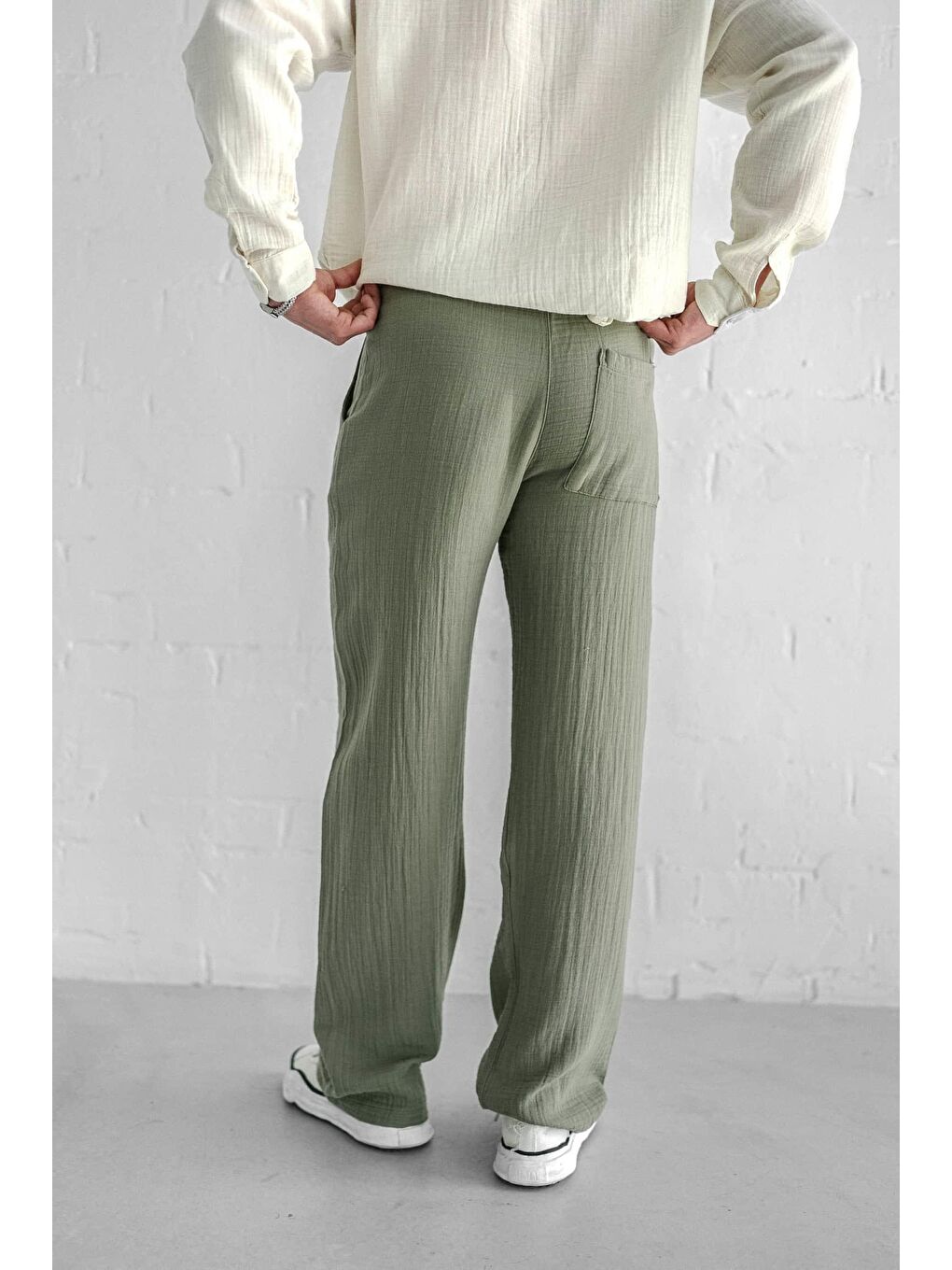 Rahat Kesim Baggy Fit Erkek Pantolon Açık Yeşil-4