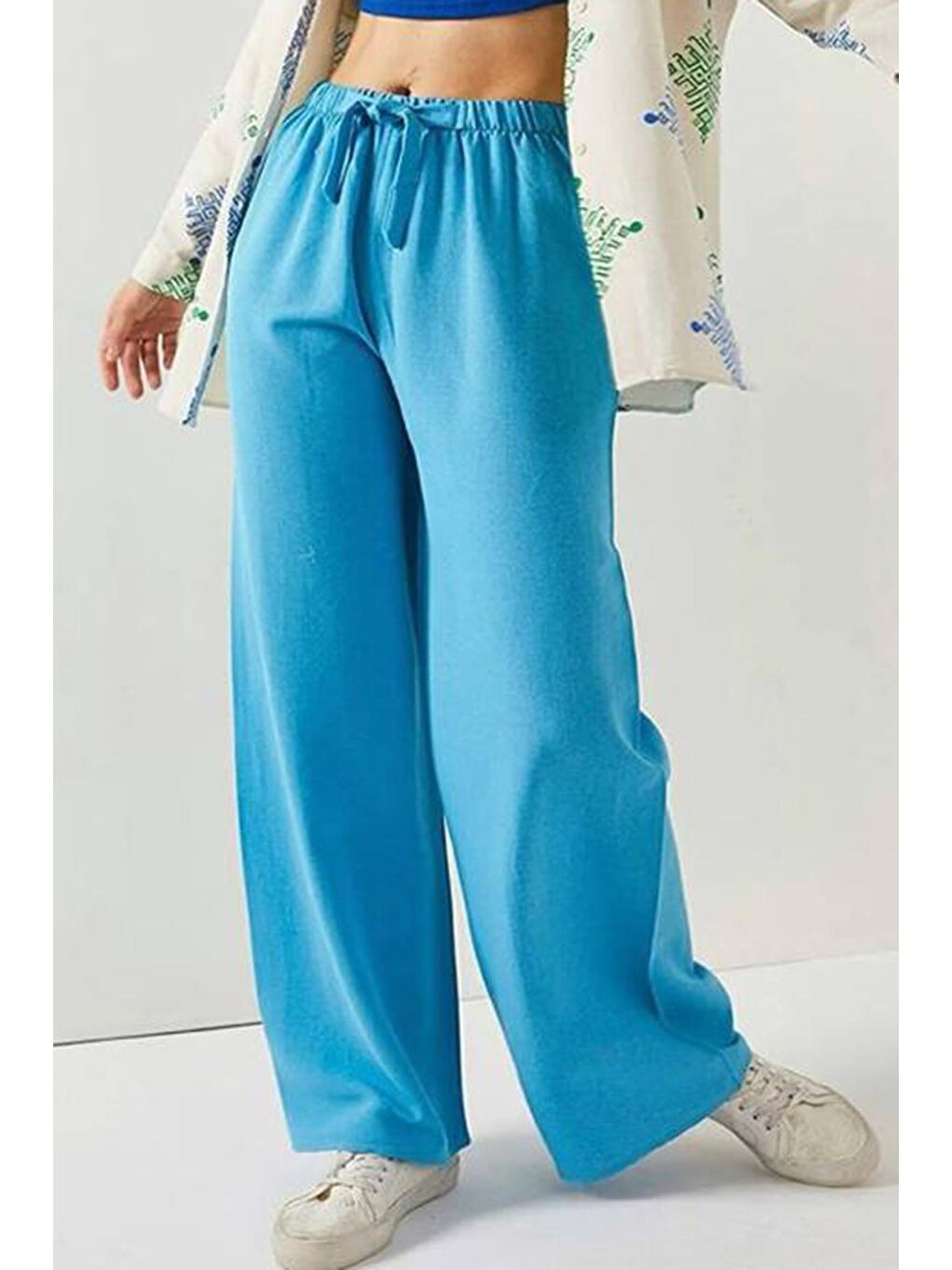 Turkuaz Bol Paça  Pantolon MG1846