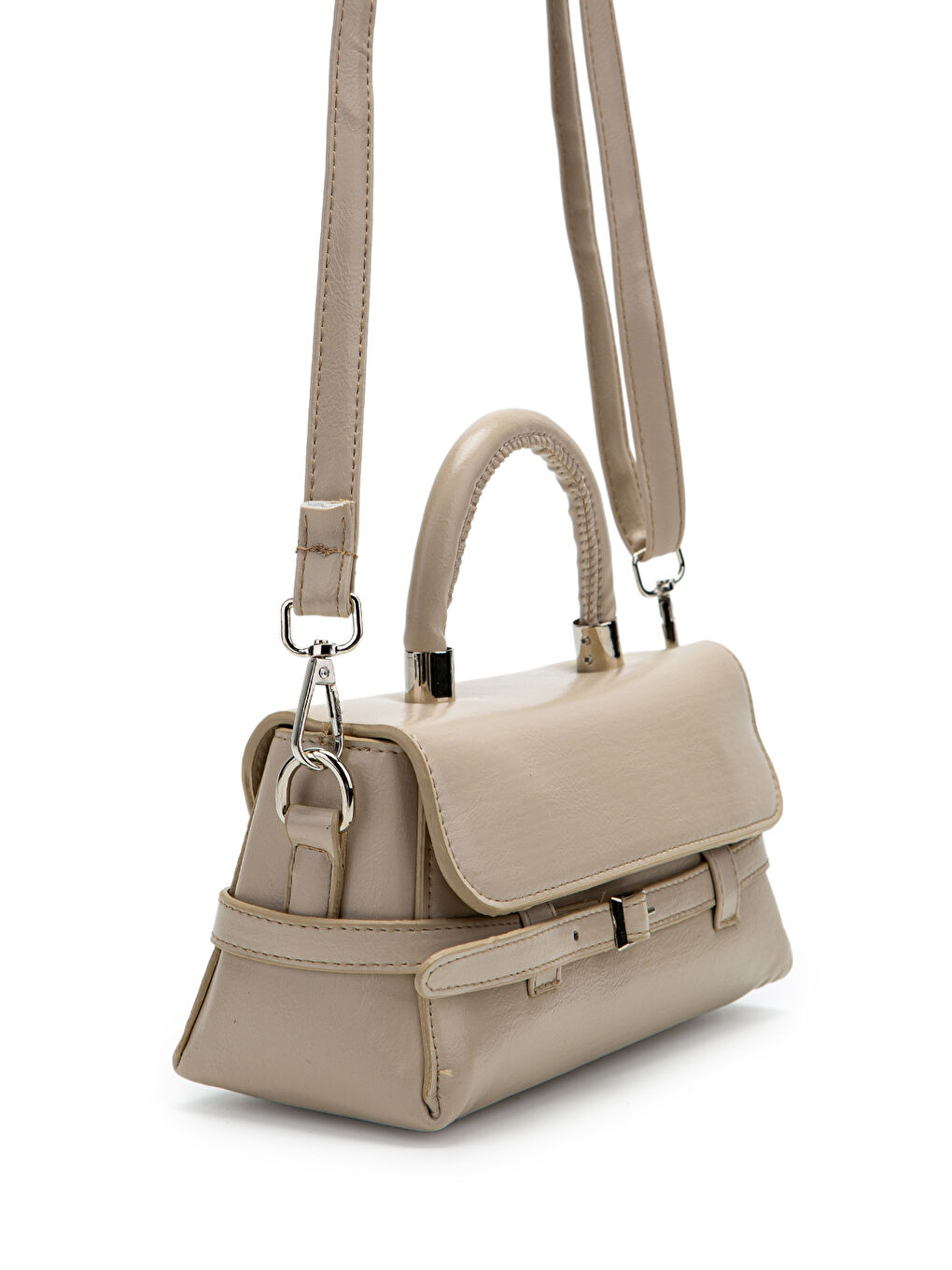 Kahverengi Kemer Detaylı Suni Deri Kadın Çapraz Çanta Nora Vizon-3