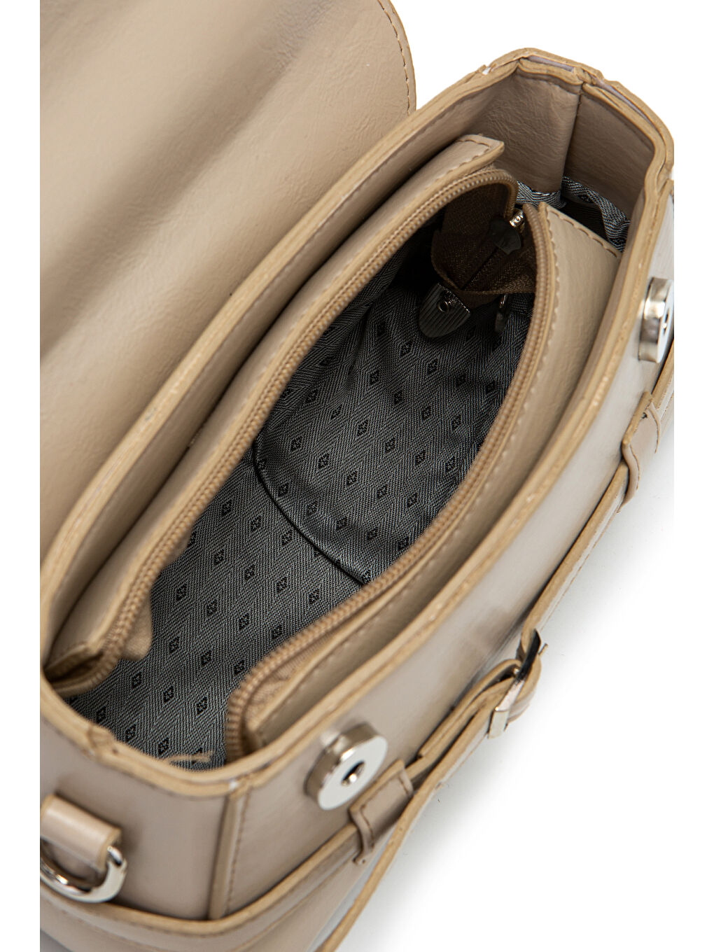 Kahverengi Kemer Detaylı Suni Deri Kadın Çapraz Çanta Nora Vizon-4