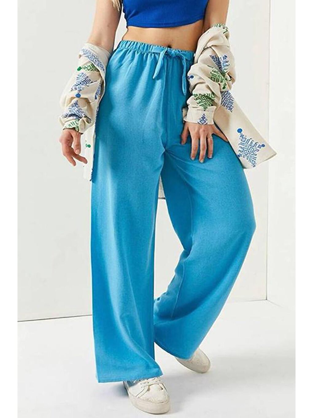 Turkuaz Bol Paça  Pantolon MG1846-2
