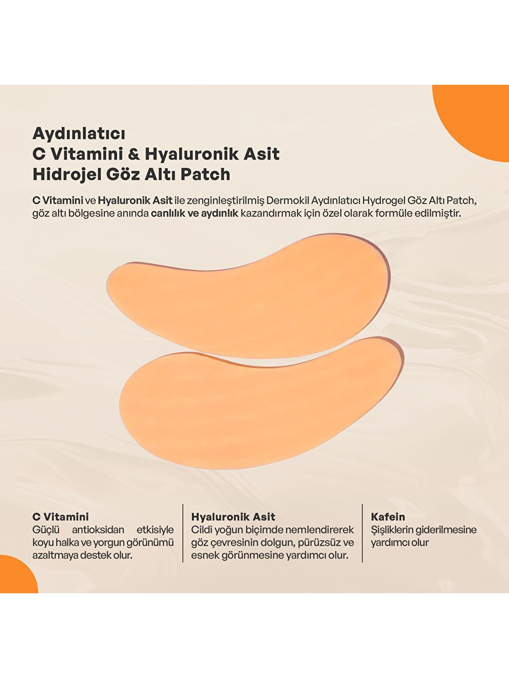 Aydınlatıcı C Vitamini & Hayluronik Asit Hidrojel Patch Göz Altı Maskesi-1