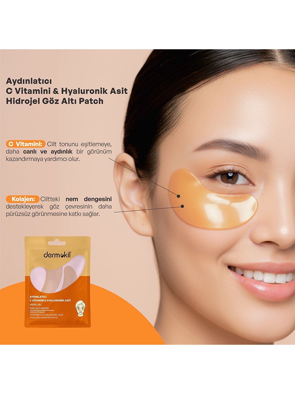 Aydınlatıcı C Vitamini & Hayluronik Asit Hidrojel Patch Göz Altı Maskesi-2