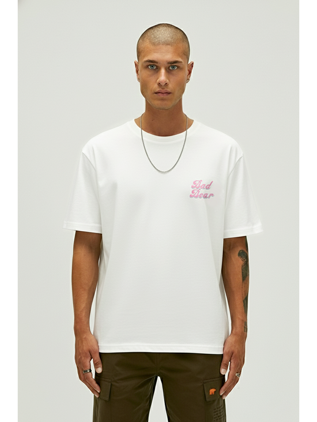 Bad Pink Beyaz Erkek Baskılı Tişört