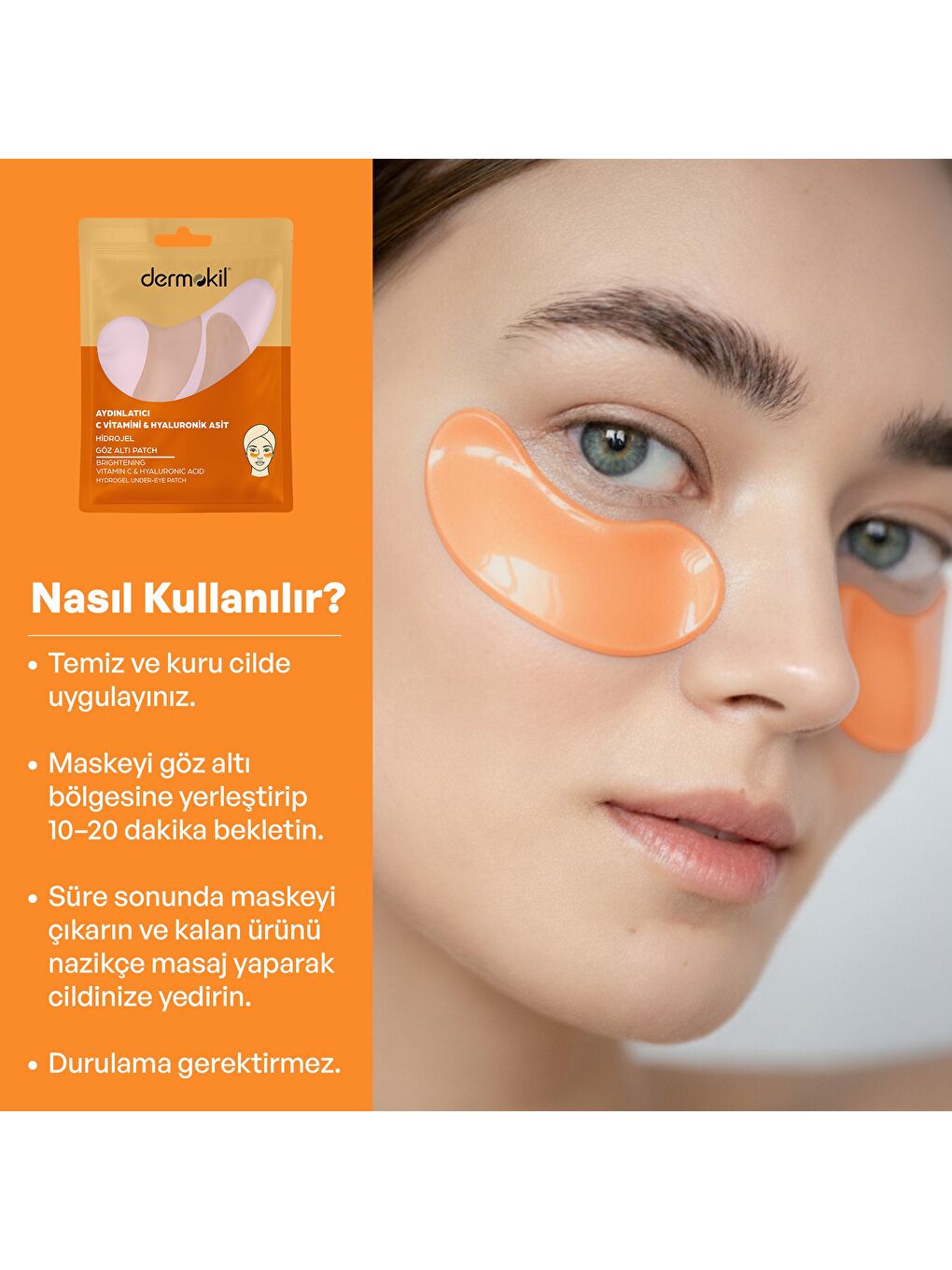 Aydınlatıcı C Vitamini & Hayluronik Asit Hidrojel Patch Göz Altı Maskesi-4