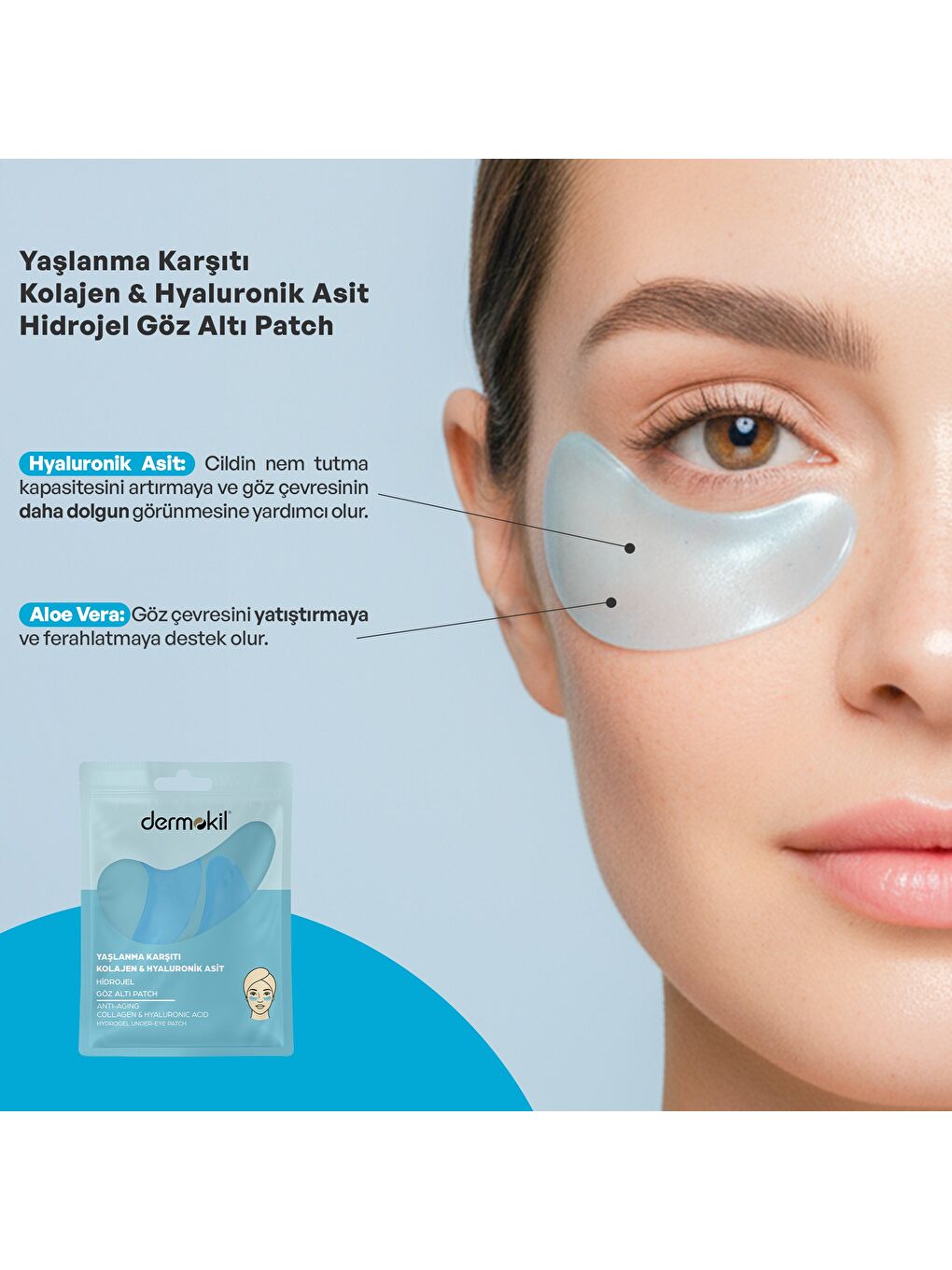 Yaşlanma Karşıtı Kolajen & Hyaluronik Asit Hidrojel Patch Göz Altı Maskesi-2