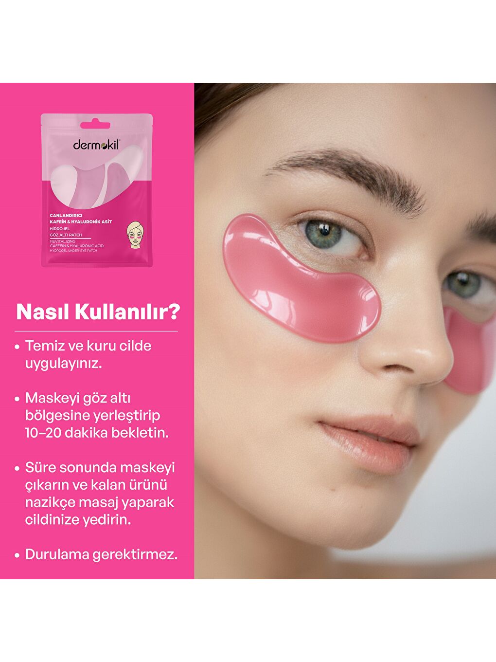 Canlandırıcı Kafein & Hyaluronik Asit Hidrojel Patch Göz Altı Maskesi-4
