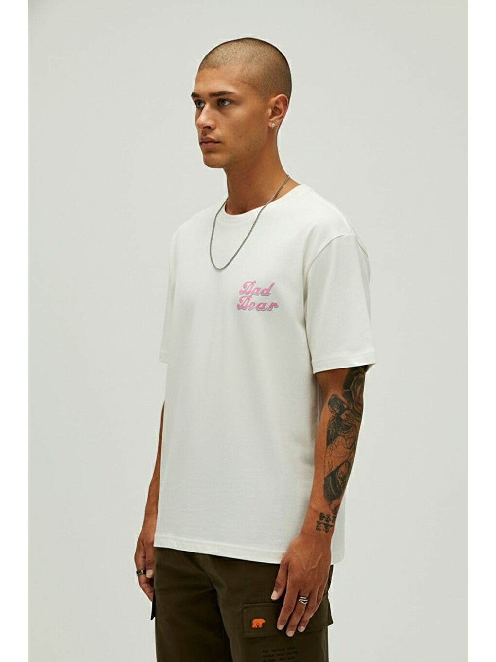 Bad Pink Beyaz Erkek Baskılı Tişört-2