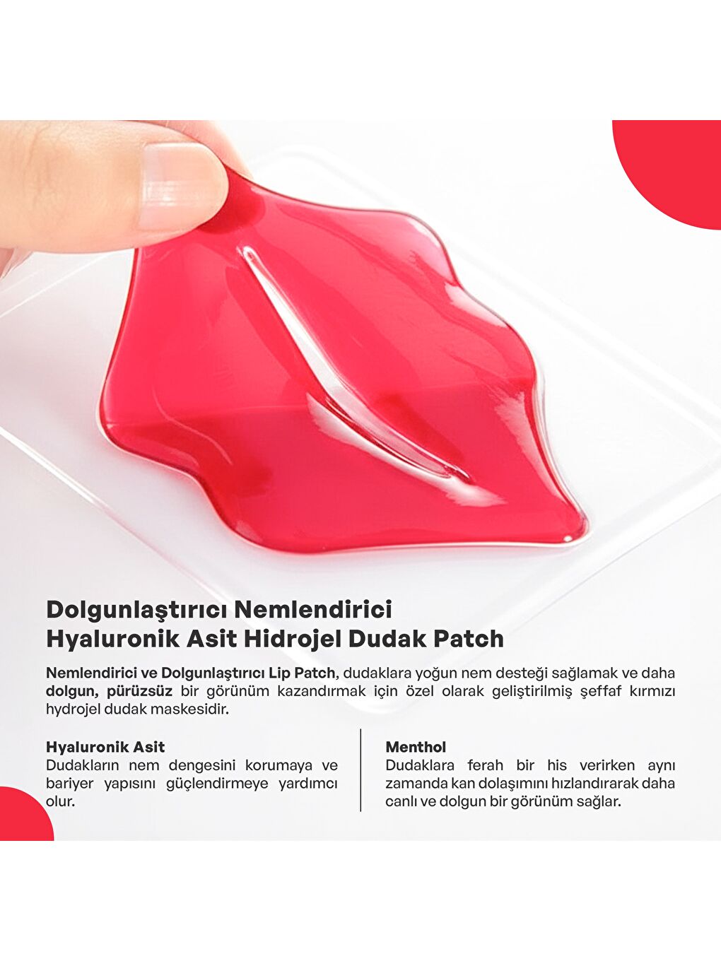 Dolgunlaştırıcı Nemlendirici Hyaluronik Asit Hidrojel Patch Dudak Maskesi-1