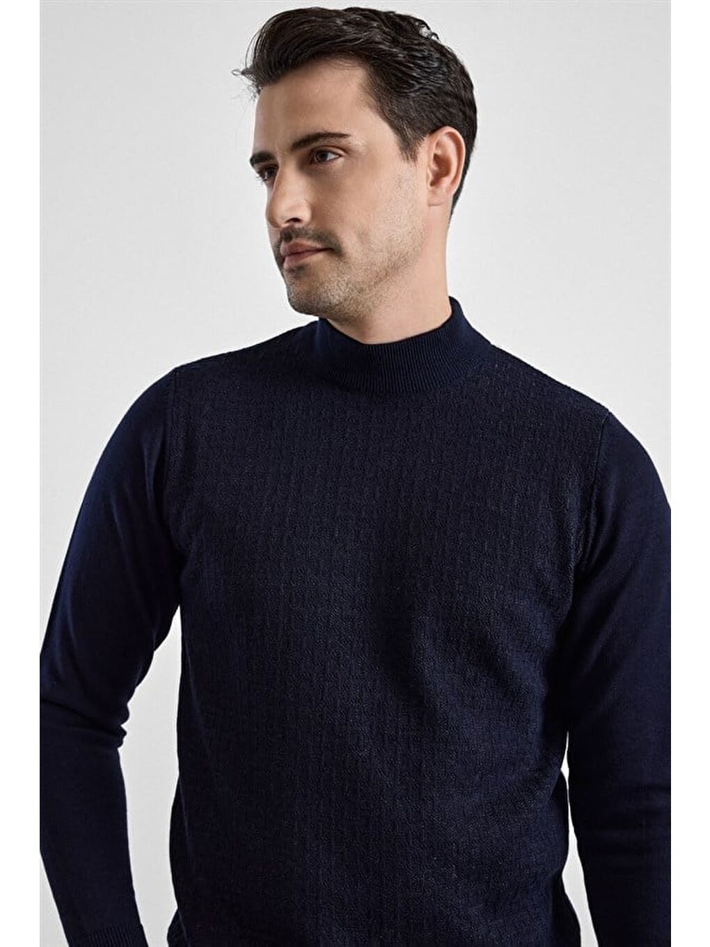 Lacivert Regular Yarım Balıkçı Yaka Kazak-1